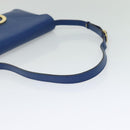 CELINE Shoulder Bag Leather Blue Gold Auth 125614-7