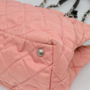 PRADA Chain Shoulder Bag Nylon Pink Silver Auth 125615-10