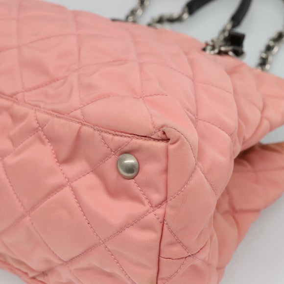 PRADA Chain Shoulder Bag Nylon Pink Silver Auth 125615