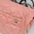 PRADA Chain Shoulder Bag Nylon Pink Silver Auth 125615-16