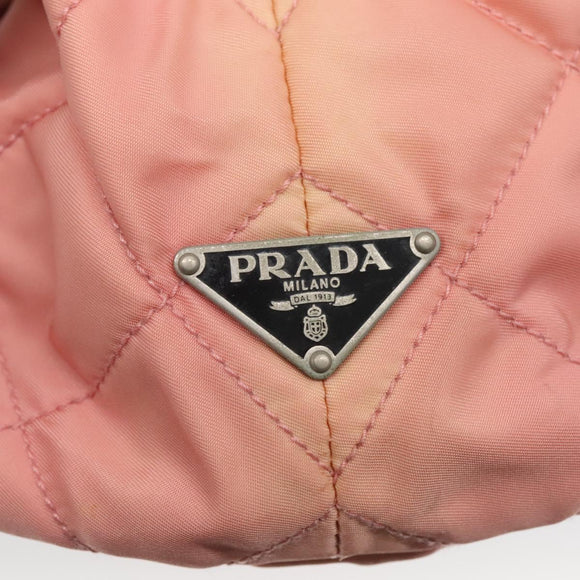 PRADA Chain Shoulder Bag Nylon Pink Silver Auth 125615