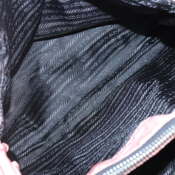 PRADA Chain Shoulder Bag Nylon Pink Silver Auth 125615