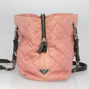 PRADA Chain Shoulder Bag Nylon Pink Silver Auth 125615-3