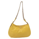PRADA Chain Shoulder Bag Nylon Yellow Gold Auth 125617-1