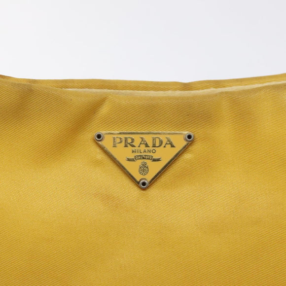 PRADA Chain Shoulder Bag Nylon Yellow Gold Auth 125617
