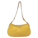 PRADA Chain Shoulder Bag Nylon Yellow Gold Auth 125617-2