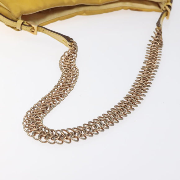 PRADA Chain Shoulder Bag Nylon Yellow Gold Auth 125617