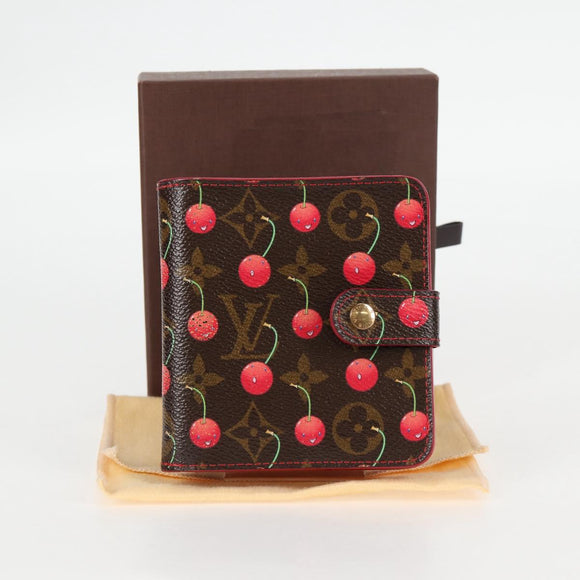 LOUIS VUITTON Monogram Cherry Compact Zip Bifold Wallet M95005 LV Auth 125635V