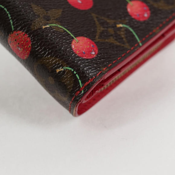 LOUIS VUITTON Monogram Cherry Compact Zip Bifold Wallet M95005 LV Auth 125635V