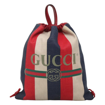 GUCCI Web Sherry Line Backpack Canvas Red Blue 473872 Auth 125637 - 0
