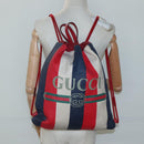 GUCCI Web Sherry Line Backpack Canvas Red Blue 473872 Auth 125637-22