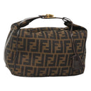 FENDI Zucca Canvas Vanity Pouch Black Brown Gold Auth 125642-1