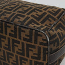 FENDI Zucca Canvas Vanity Pouch Black Brown Gold Auth 125642-8