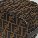 FENDI Zucca Canvas Vanity Pouch Black Brown Gold Auth 125642-16