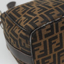 FENDI Zucca Canvas Vanity Pouch Black Brown Gold Auth 125642-17