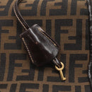FENDI Zucca Canvas Vanity Pouch Black Brown Gold Auth 125642-9