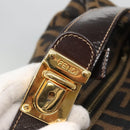 FENDI Zucca Canvas Vanity Pouch Black Brown Gold Auth 125642-18