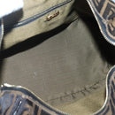 FENDI Zucca Canvas Vanity Pouch Black Brown Gold Auth 125642-11