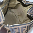 FENDI Zucca Canvas Vanity Pouch Black Brown Gold Auth 125642-20