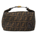 FENDI Zucca Canvas Vanity Pouch Black Brown Gold Auth 125642-13