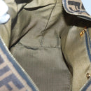 FENDI Zucca Canvas Vanity Pouch Black Brown Gold Auth 125642-21