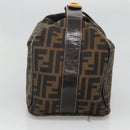 FENDI Zucca Canvas Vanity Pouch Black Brown Gold Auth 125642-3