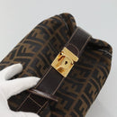 FENDI Zucca Canvas Vanity Pouch Black Brown Gold Auth 125642-7