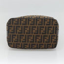 FENDI Zucca Canvas Vanity Pouch Black Brown Gold Auth 125642-5