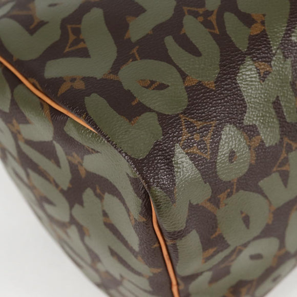 LOUIS VUITTON Monogram Graffiti Speedy 30 Bag Green Khaki M92194 Auth 125656AV
