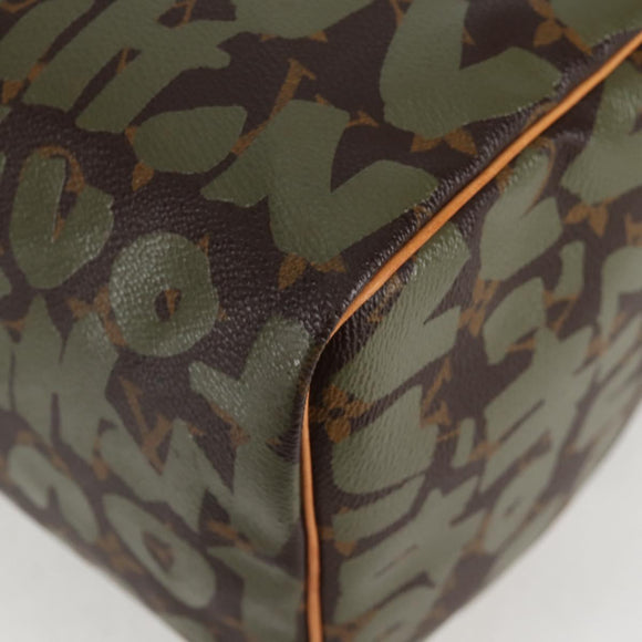 LOUIS VUITTON Monogram Graffiti Speedy 30 Bag Green Khaki M92194 Auth 125656AV