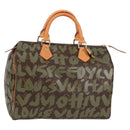 LOUIS VUITTON Monogram Graffiti Speedy 30 Bag Green Khaki M92194 Auth 125656AV-1