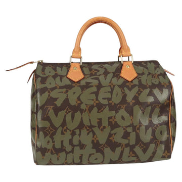 LOUIS VUITTON Monogram Graffiti Speedy 30 Bag Green Khaki M92194 Auth 125656AV - 0