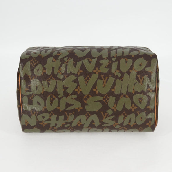 LOUIS VUITTON Monogram Graffiti Speedy 30 Bag Green Khaki M92194 Auth 125656AV