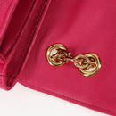 CELINE Chain Shoulder Bag Leather Pink Gold Auth 125657M-20