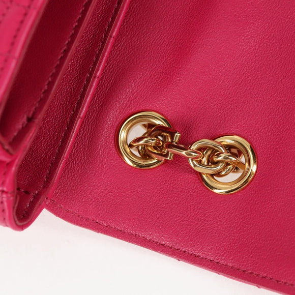 CELINE Chain Shoulder Bag Leather Pink Gold Auth 125657M