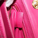 CELINE Chain Shoulder Bag Leather Pink Gold Auth 125657M-27