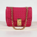 CELINE Chain Shoulder Bag Leather Pink Gold Auth 125657M-29