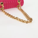 CELINE Chain Shoulder Bag Leather Pink Gold Auth 125657M-7