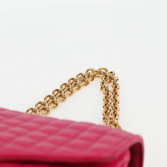 CELINE Chain Shoulder Bag Leather Pink Gold Auth 125657M