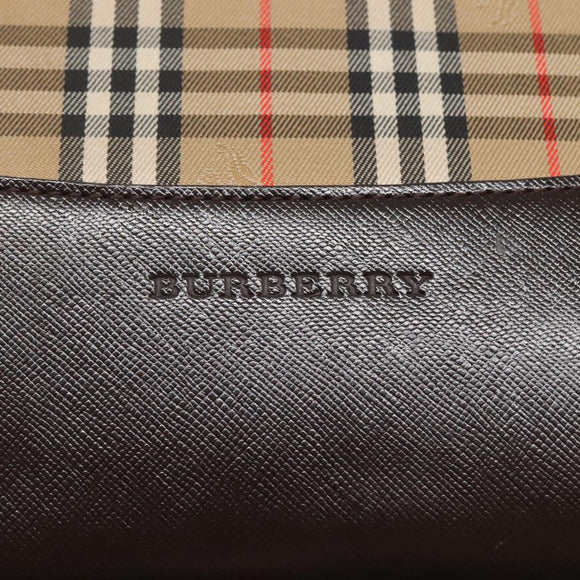 BURBERRY Nova Check Tote Bag Canvas Beige Gold Auth 125661