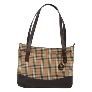 BURBERRY Nova Check Tote Bag Canvas Beige Gold Auth 125661 - 0