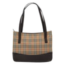 BURBERRY Nova Check Tote Bag Canvas Beige Gold Auth 125661-3