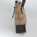 BURBERRY Nova Check Tote Bag Canvas Beige Gold Auth 125661-5