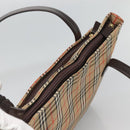 BURBERRY Nova Check Tote Bag Canvas Beige Gold Auth 125661-6