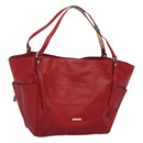 BURBERRY Tote Bag Leather Red Gold Auth 125684-1
