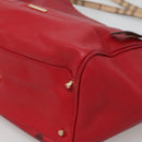 BURBERRY Tote Bag Leather Red Gold Auth 125684-14