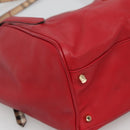 BURBERRY Tote Bag Leather Red Gold Auth 125684-15