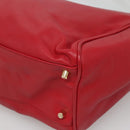 BURBERRY Tote Bag Leather Red Gold Auth 125684-16