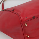 BURBERRY Tote Bag Leather Red Gold Auth 125684-9