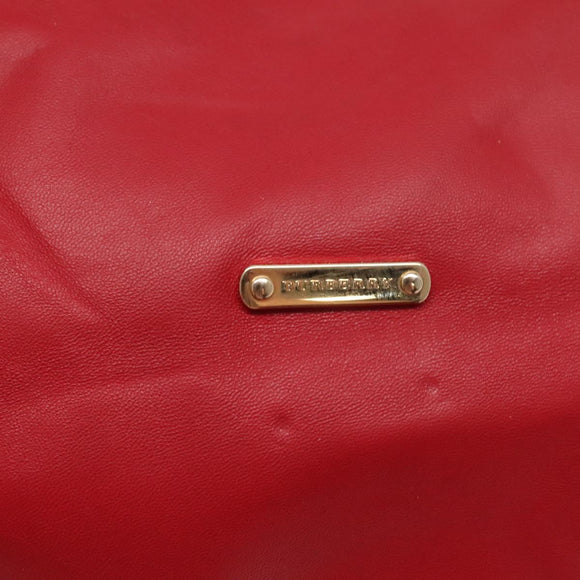 BURBERRY Tote Bag Leather Red Gold Auth 125684